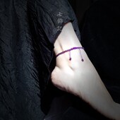 玄学天然石细脚链紫水晶白水晶足链黑曜石茶晶玛瑙串珠脚绳七首饰