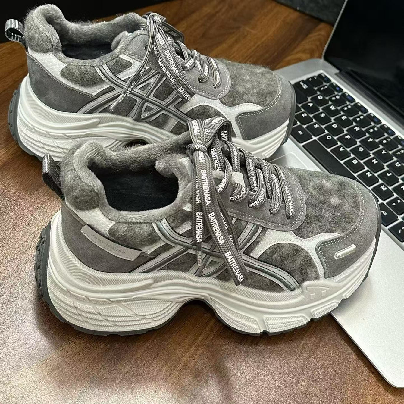 休闲鞋老爹鞋女鞋百搭棉鞋高帮时尚厚底加绒