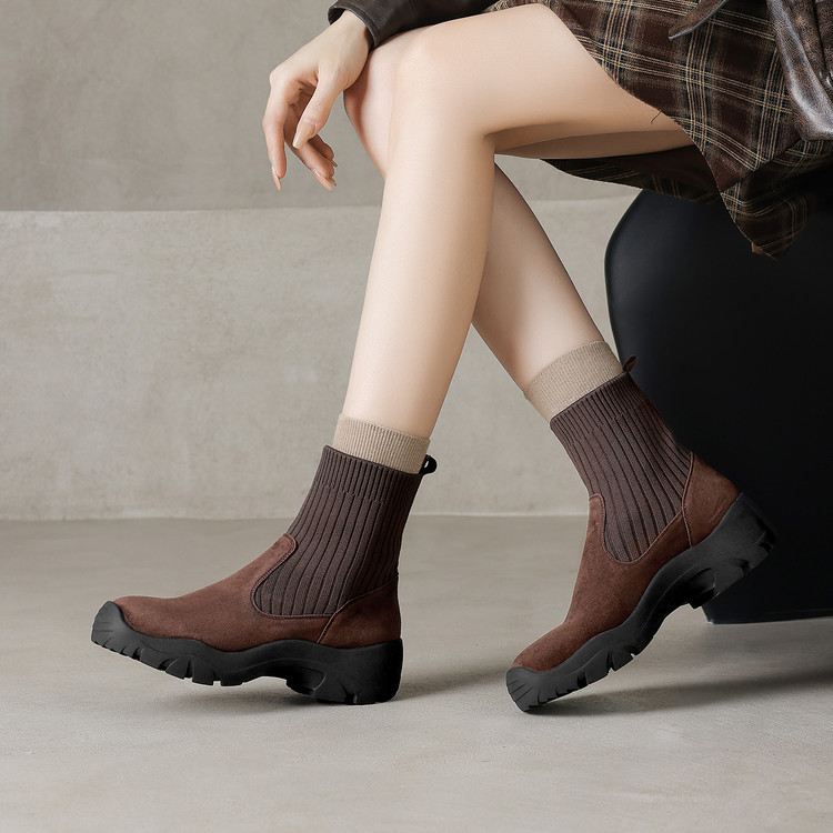 略加宽复古运动鞋底弹力靴