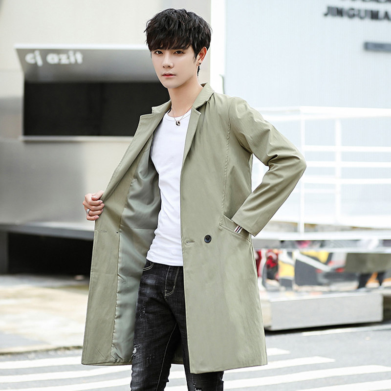 2018新款春秋季新款韩版潮流修身中长款风衣薄款男士外套休闲大衣在类目 男装, 风衣中 - 来自Buy2taobao.com提供专业的淘宝代购服务