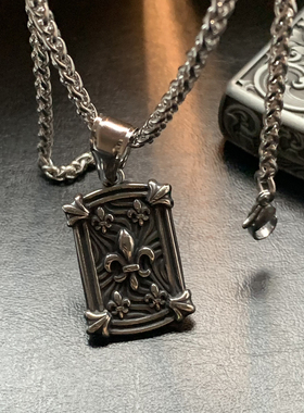 鸢尾花-古法钛钢项链复古欧美学生中古机车长款毛衣链不掉色项坠