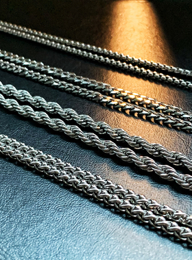 配链合集-复古钛钢项链麻花龙骨蛇骨diy不掉色无吊坠百搭胸链素链