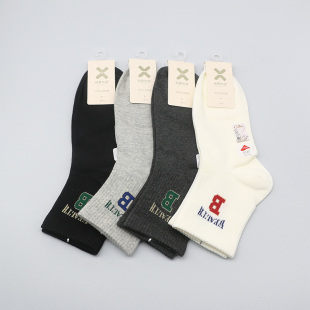 百棉字母B吸汗无骨短筒运动学生成人男袜JG1714 新品 西客优品 秋款