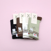 西客优品 秋冬款 百棉小熊印花无骨纯色中筒学生成人女袜252J2679