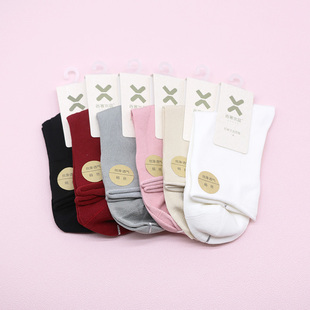 绢丝平板卷边松口纯色无骨成人妈妈女袜S426 新品 西客优品 四季