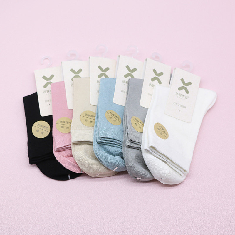 西客优品四季绢丝纯色无骨女袜