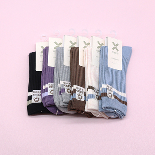西客优品 冬羊毛学院横条保暖无骨纯色中筒学生成人女袜252Y2777