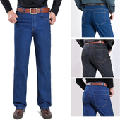 中年直筒秋冬弹力老爹休闲长裤 春夏款 男高腰休闲裤 子男牛仔裤 裤