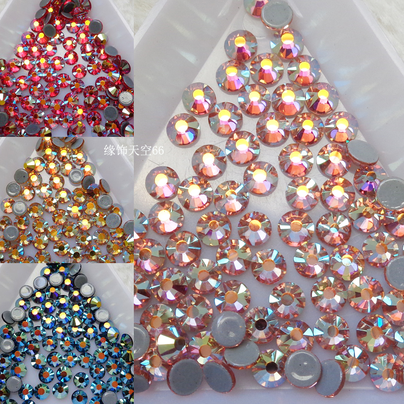 超精烫钻颜色AB 玻璃钻美甲胶底钻 舞服秀禾服烫钻SS16约4MM新品