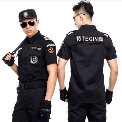 黑色夏季透气套装长袖特勤服