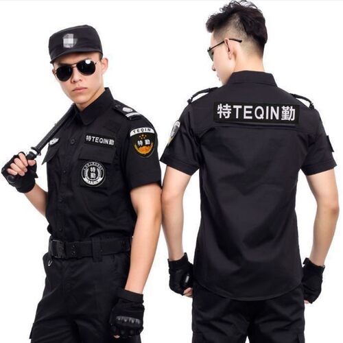 黑色特勤服短袖执勤服保安服工作服套装长袖特勤标志帽衣服装备