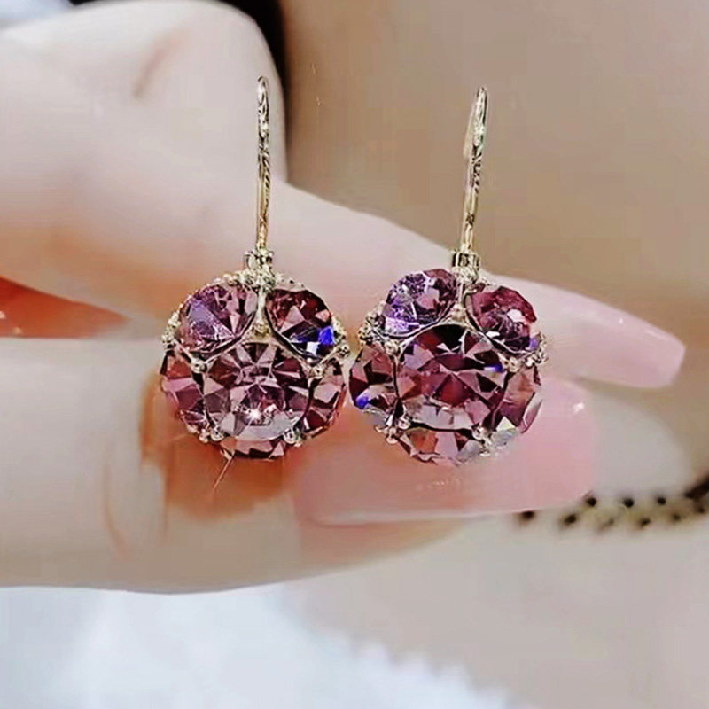 妾之意日韩合金女性水晶紫色耳扣