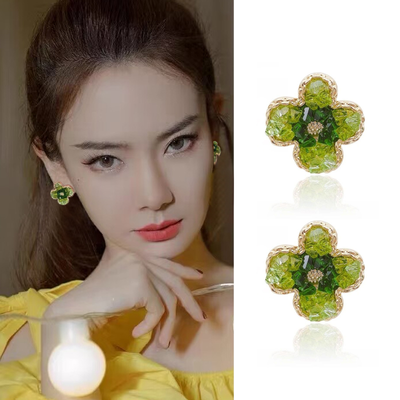 妾之意合金日韩女性花朵水晶耳环