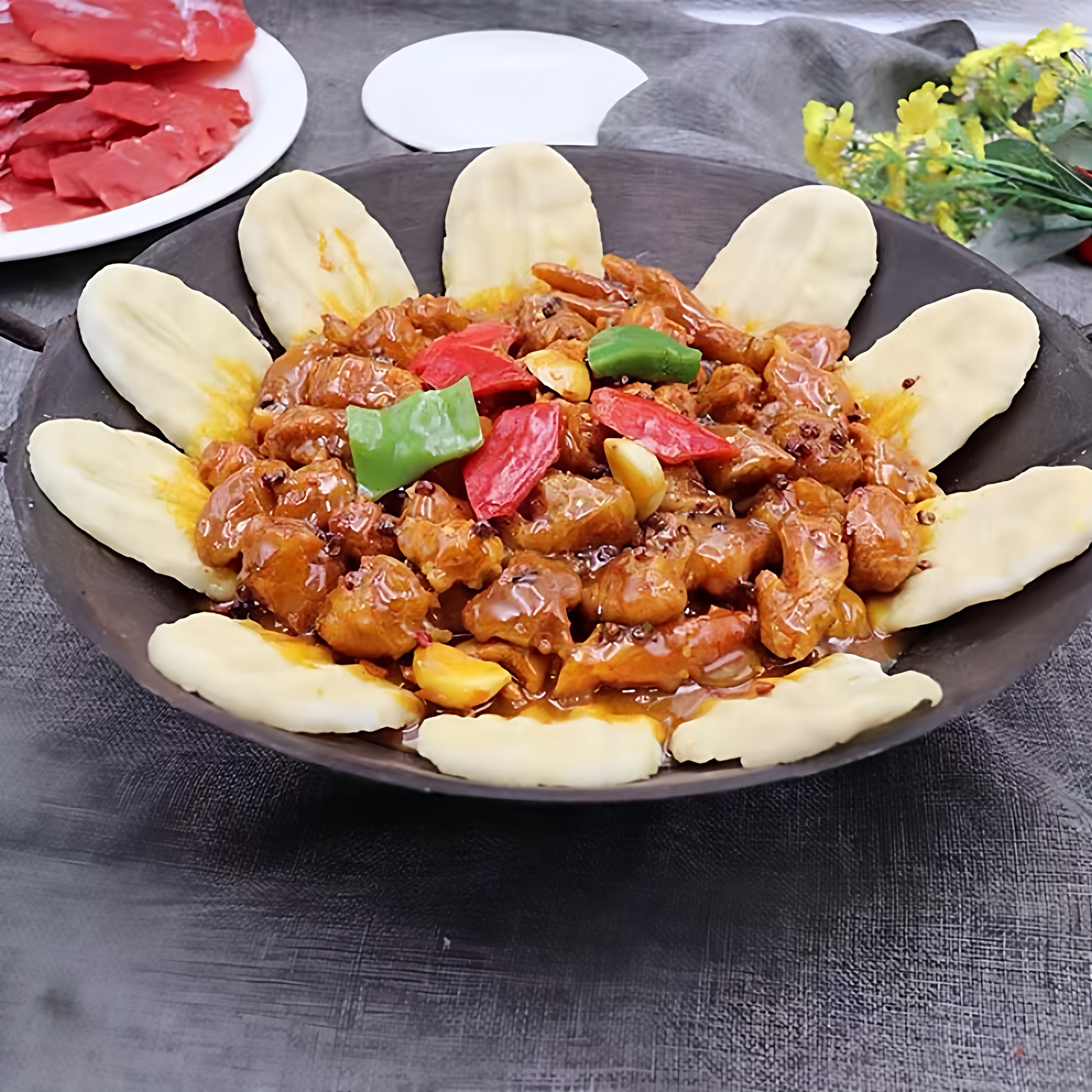 仿真地锅鸡炒鸡模型饭店餐饮摆件