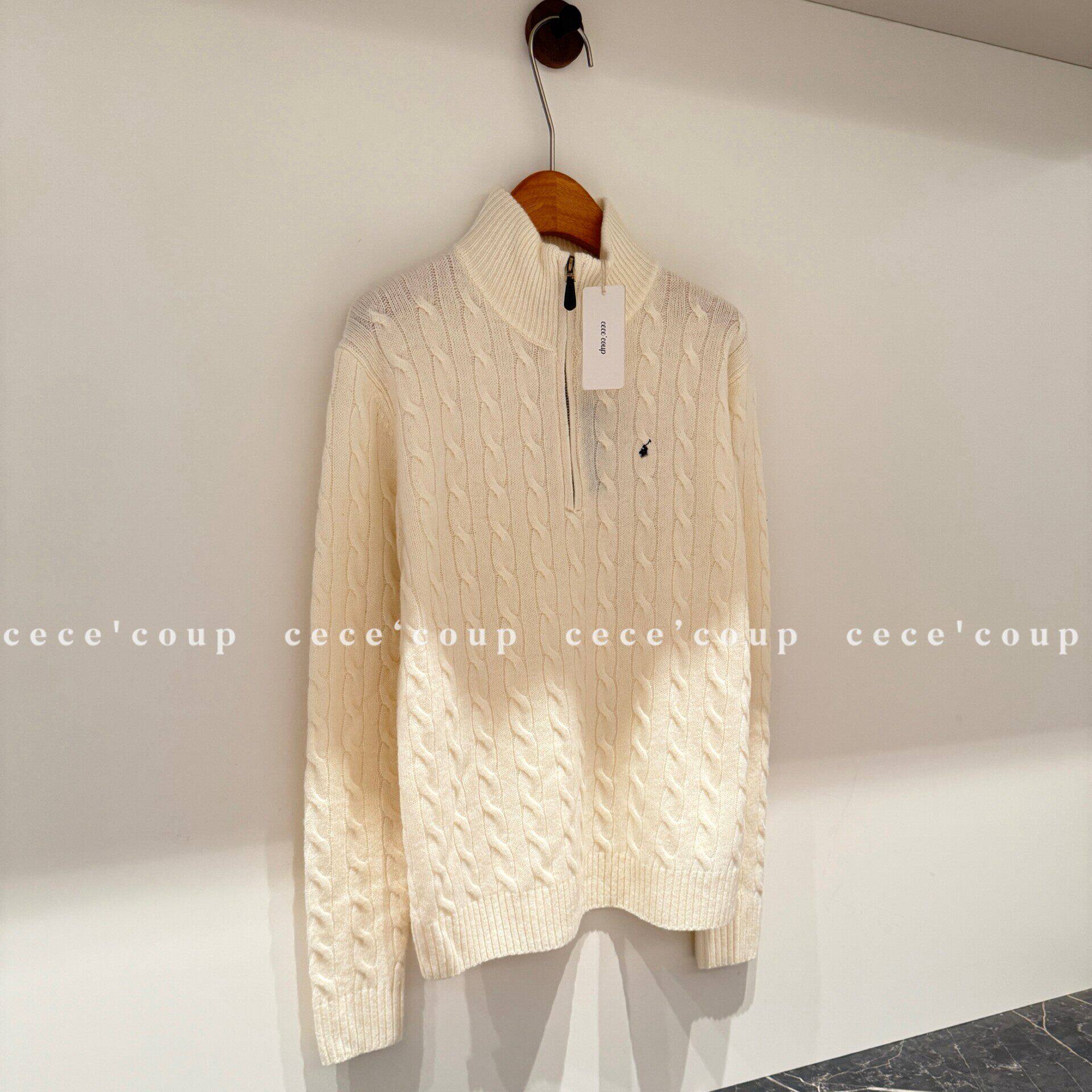 cece韩女氛围！03/27 新品 26FW 刺绣麻花半拉链针织衫女