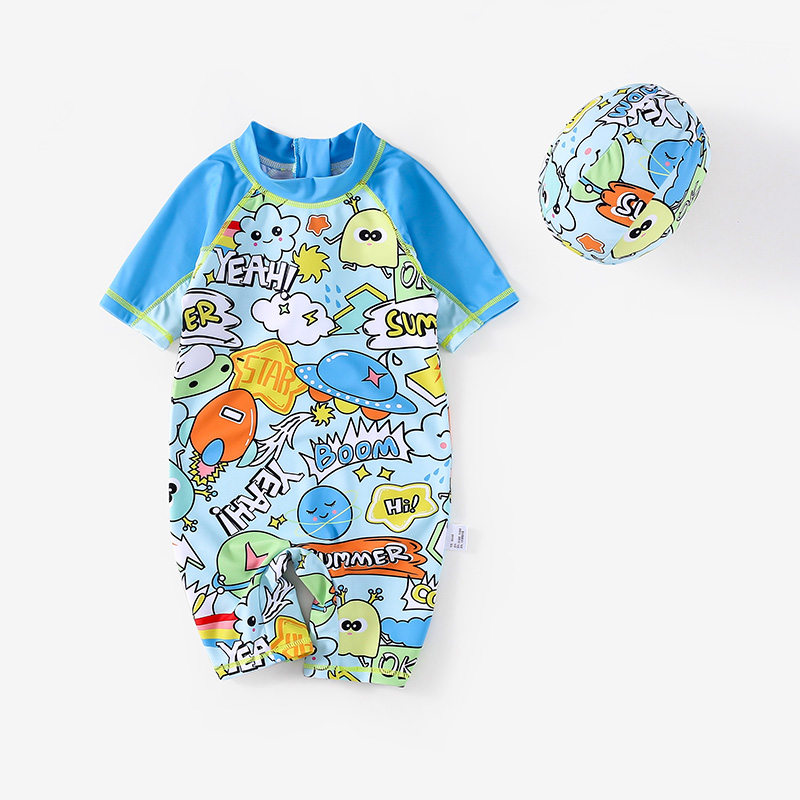 宝宝泳衣儿童男孩连体幼儿小童可爱游泳衣男童速干防晒泳装2022夏