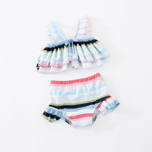 宝宝泳衣ins婴幼儿可爱分体吊带裙式 公主游泳衣小女孩比基尼泳装