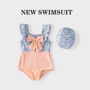 儿童泳衣女孩1 3女童可爱公主蝴蝶结洋气速干5游泳衣6 8岁宝宝泳装