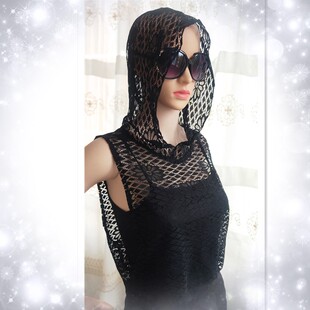 假领子女百搭高衣连帽万能衣领帽子装饰蕾丝配毛衣黑色假领莲帽子