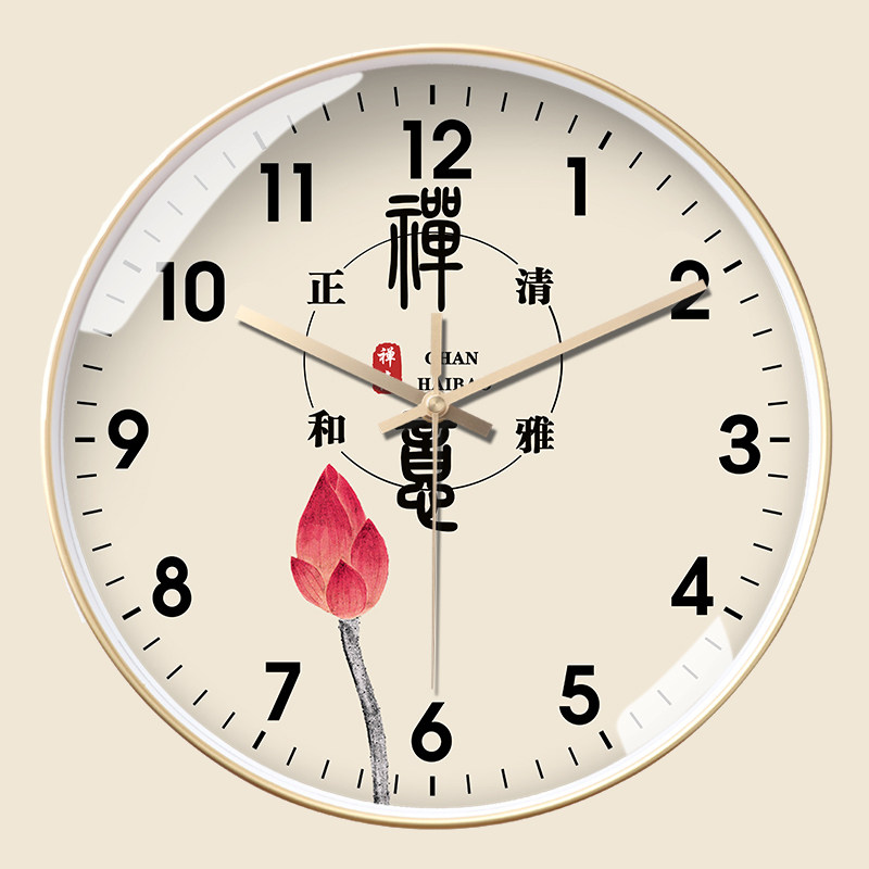 客厅挂钟简约佛轻奢禅意石英钟