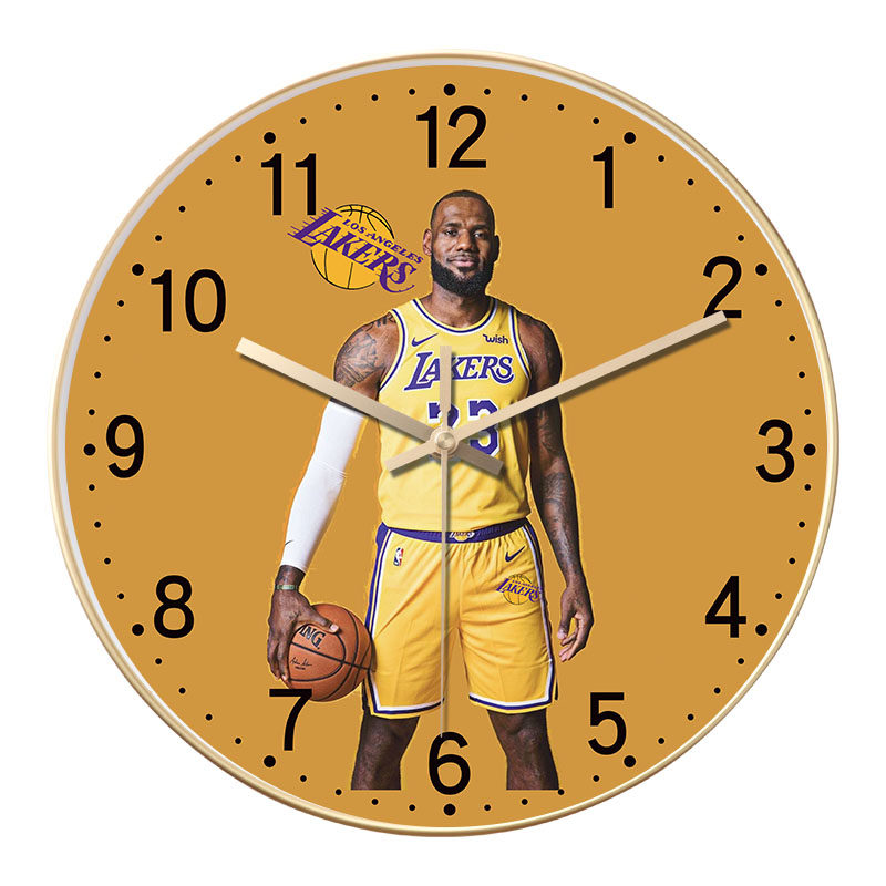 NBA挂钟蓝球明星人物哈登詹姆斯科比库里电波钟自动对时免打孔墙