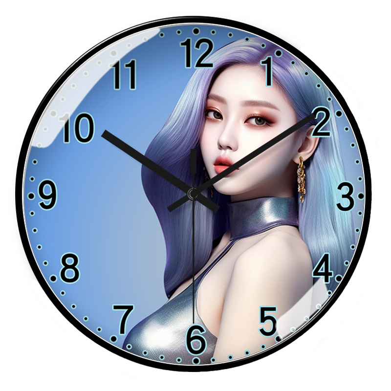 创意个性沙龙理发店挂墙挂钟超静音石英钟个性定制美发造型时钟表