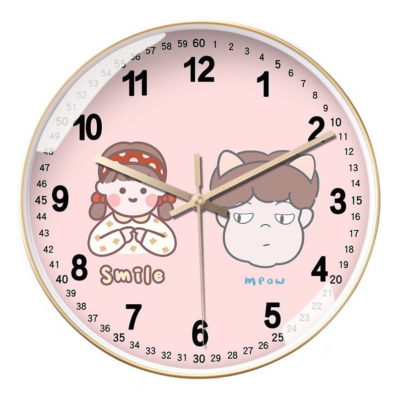 情侣挂钟爱情喜庆客厅卧室结婚房圆形静音石英钟来图定制太阳机芯