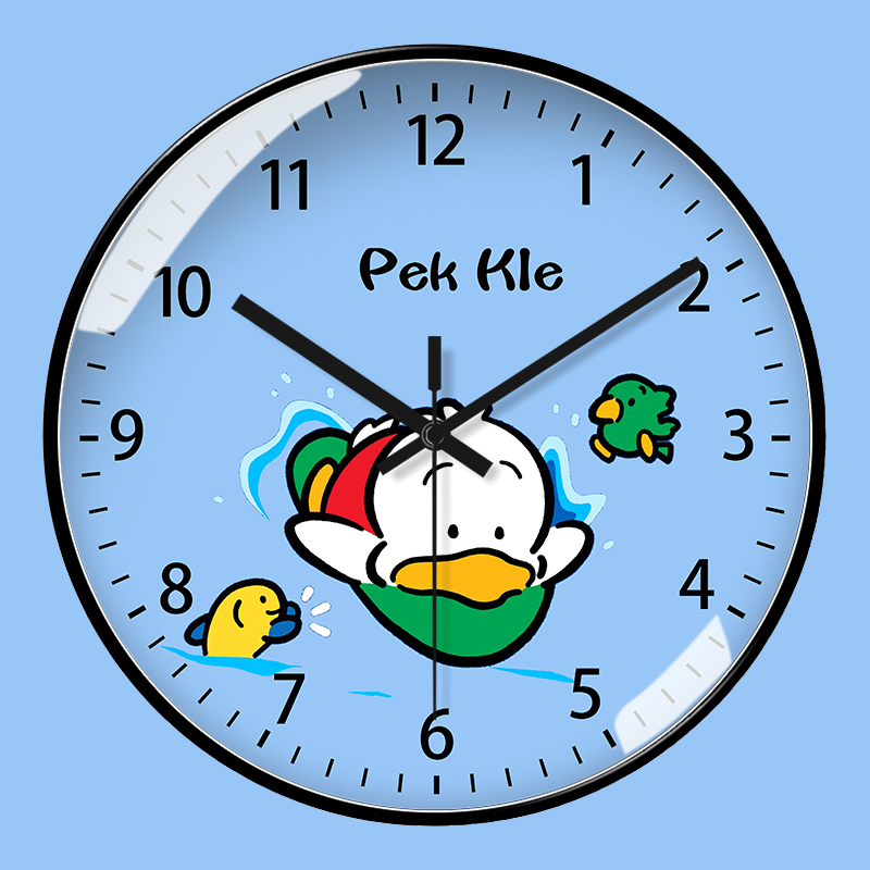 三丽鸥系挂钟贝克鸭卡通可爱时钟儿童房早教识表超静音走时石英钟