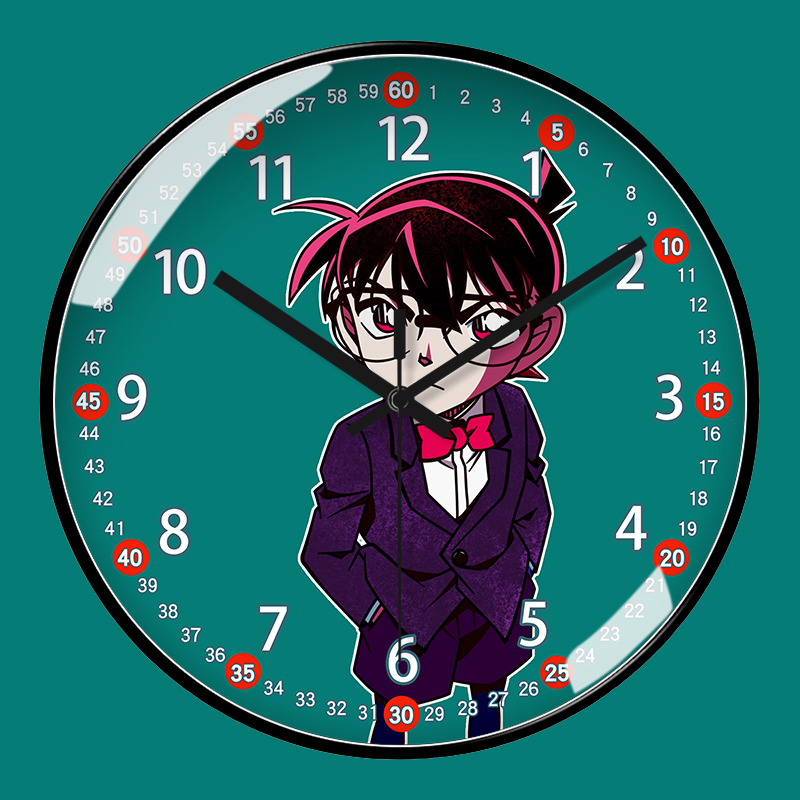 日系卡通动漫挂墙挂钟名侦探柯南儿童兴趣爱好静音自动对时电波钟