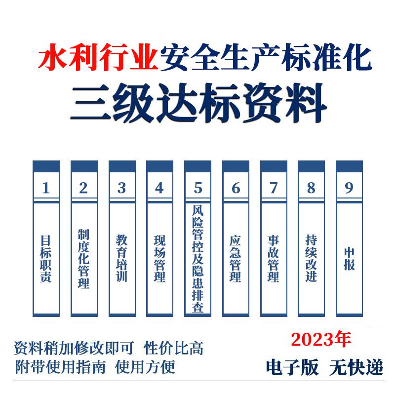 水利行业安全生产标准化台账全套资料三级应急预案规章制度电子版