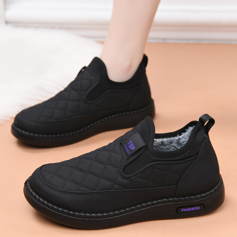 冬季老北京棉鞋女加绒保暖妈妈鞋棉靴皮面防寒老人奶奶鞋加厚防滑