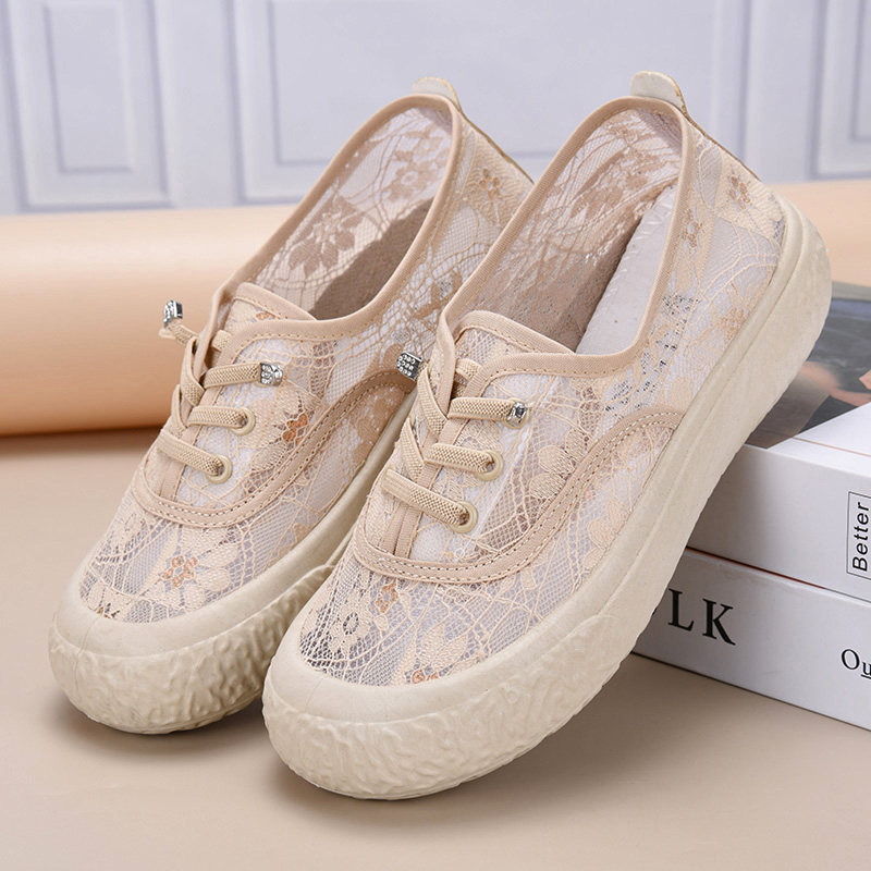 夏季新款老北京布鞋女网鞋透气蕾丝妈妈鞋浅口平底女士网面休闲鞋,女鞋,网面鞋,淘宝优惠券,粉丝福利购,淘宝优惠卷