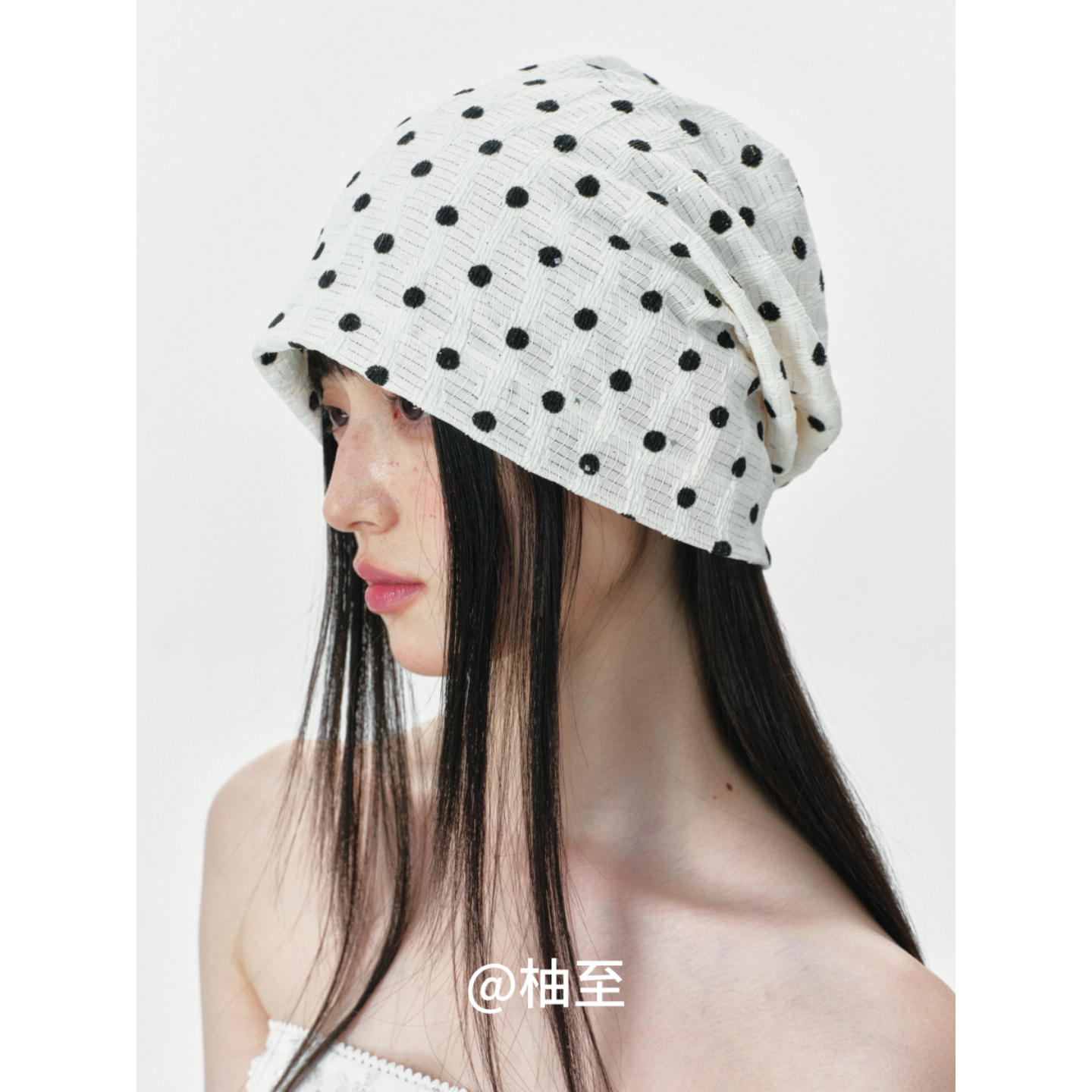 时髦波点显脸小堆堆帽子女春秋夏季街头韩版日系凹造型包头帽ins