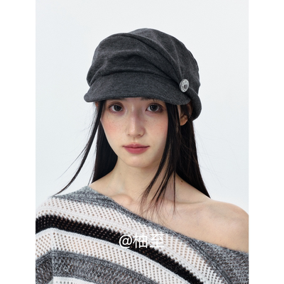 韩系慵懒风堆堆报童帽子女春秋冬季街头日系百搭显脸小鸭舌帽ins