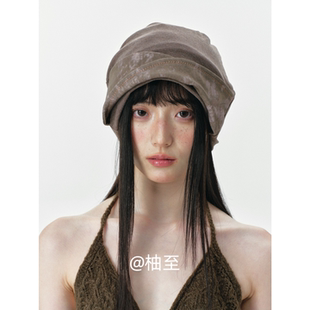 时髦拼接显脸小堆堆帽子春秋夏街头套头帽韩版 日系百搭套头包头帽