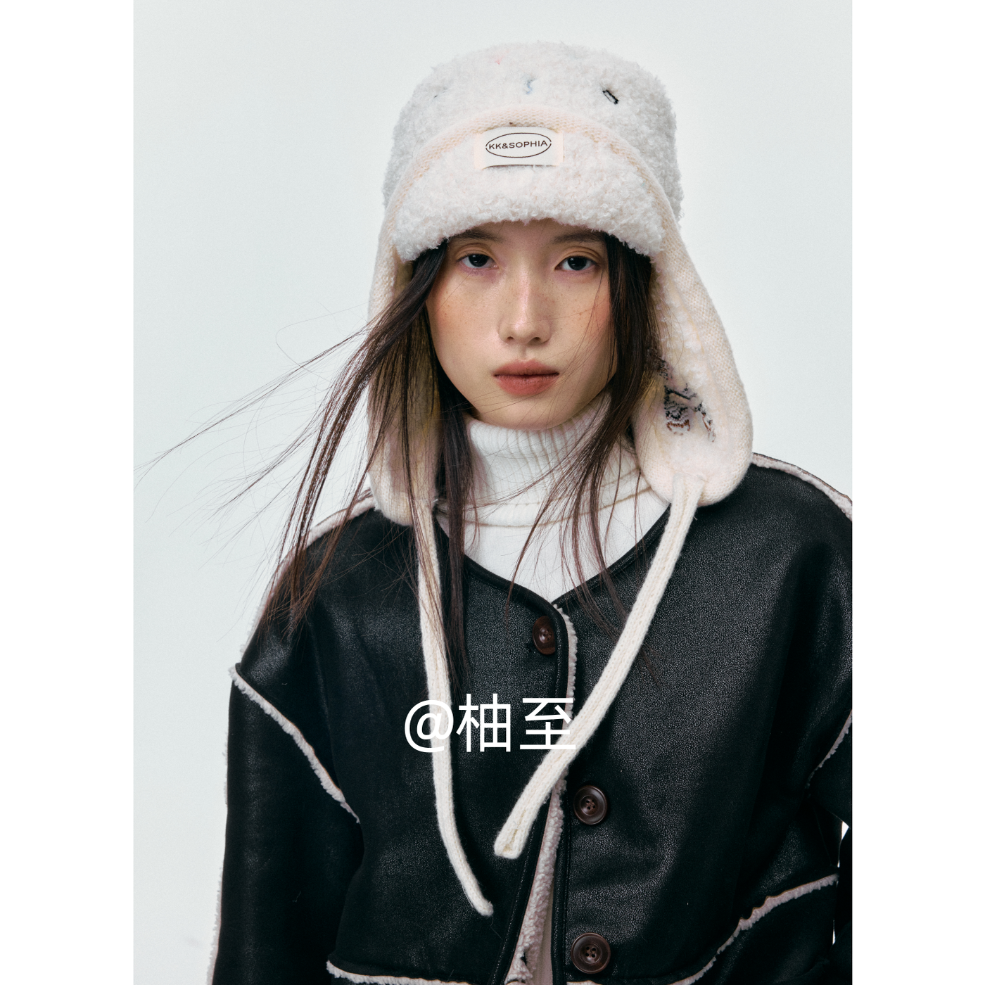 音符跳动毛绒护耳帽子女可爱卡通小狗秋冬防寒飞行帽保暖雷锋帽潮