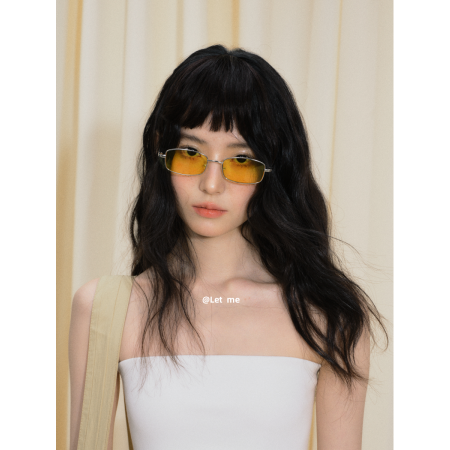 时尚百搭新款时尚小方框方形太阳镜网红款墨镜日系凹造型平光眼镜