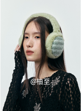 青春绿色可折叠毛绒耳罩女秋冬季学生街头防寒保暖护耳耳暖潮ins