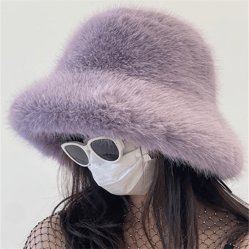 香芋紫盆帽保暖酷新款欧美渔夫帽