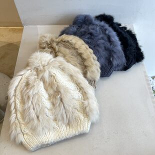 Берет с капюшоном, тёплая бархатная шерстяная вязаная шапка
