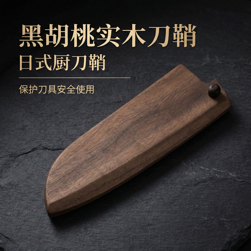 黑胡桃实木磁吸型刀鞘日式牛刀主厨剔骨果皮切付三德菜切中式菜刀