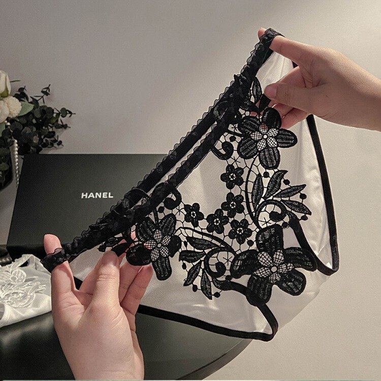 人间富贵花~优雅刺绣花朵黑白蕾丝内裤镂空纯棉裆女生三角裤,女士内衣/男士内衣/家居服,男三角内裤,淘宝优惠券,粉丝福利购,淘宝优惠卷