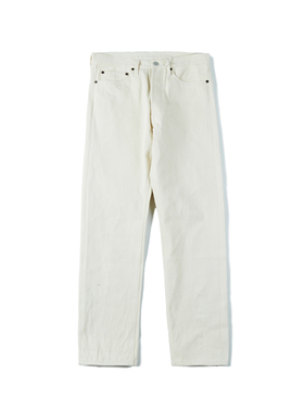 ACE浮生出品新疆棉赤耳修身直筒白色丹宁牛仔裤，710林芳亨D066W