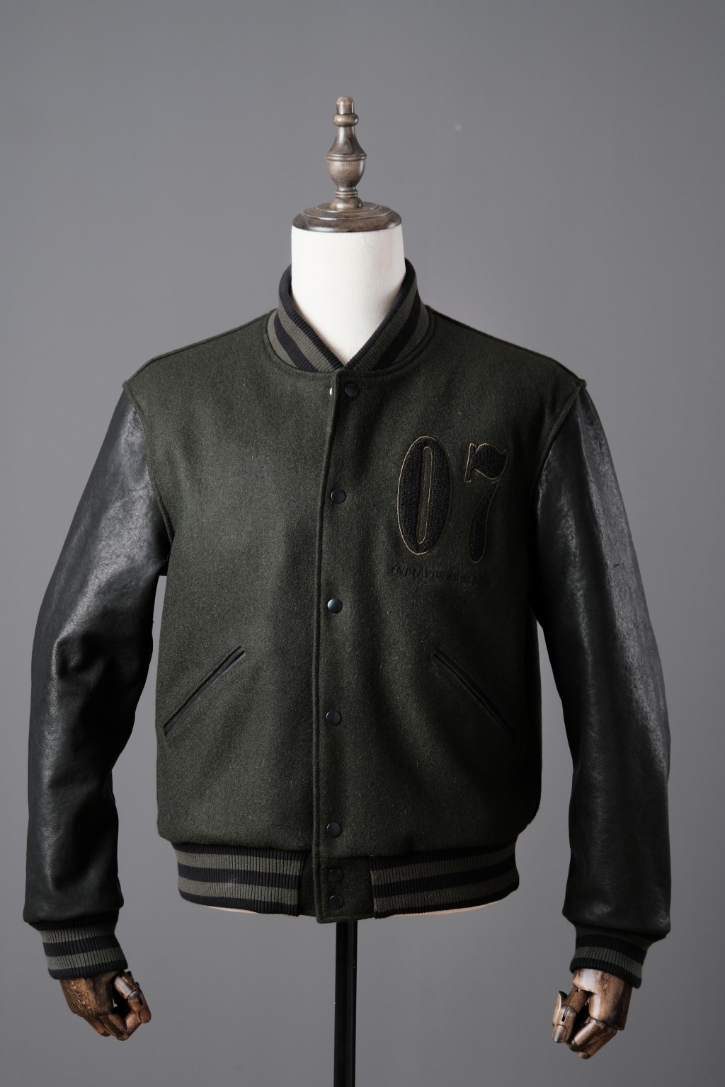 ACE浮生出品真皮毛呢拼接棒球服