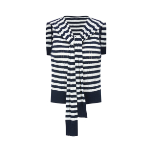 针织开衫 UR&DC2026夏季 假两件马甲无袖 休闲条纹披肩式 女上衣 新款