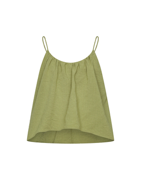 UR&DC2025夏季新款休闲宽松森系度假感系带吊带衫女绿色短款上衣