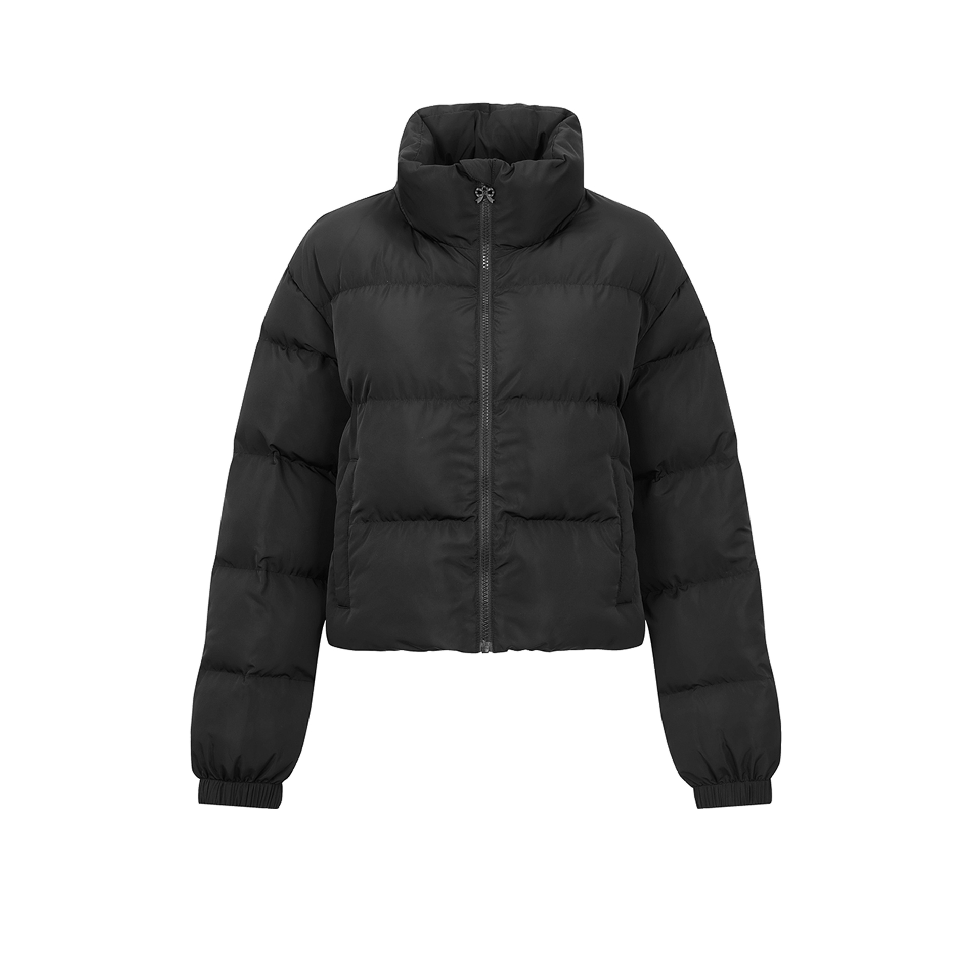 UR&DC2025冬季新款休闲简约百搭纯色加厚保暖立领短款棉服外套女