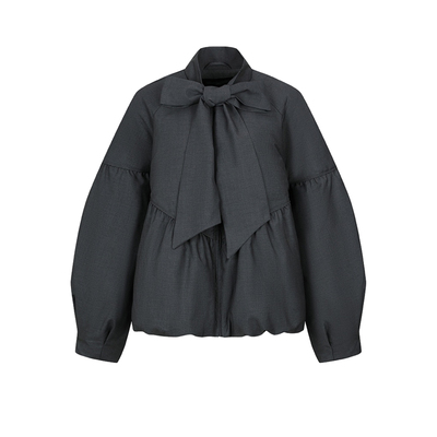 UR&DC2025冬季新款设计感魅力蝴蝶结超宽松短款羽绒服女保暖外套