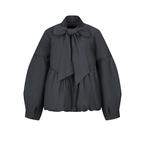 UR&DC2025冬季新款设计感魅力蝴蝶结超宽松短款羽绒服女保暖外套