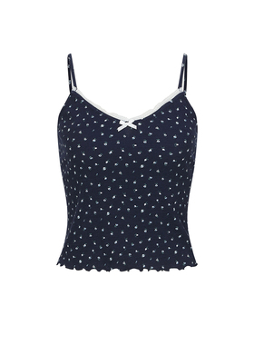 UR&DC2025夏季新款甜美减龄bm芭蕾风拼接蕾丝花边碎花吊带背心女